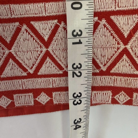 Kate Spade Sz 0 XS Laureen Embroidered Linen Shift Dress Women Red V Neck Lined - Picture 11 of 12